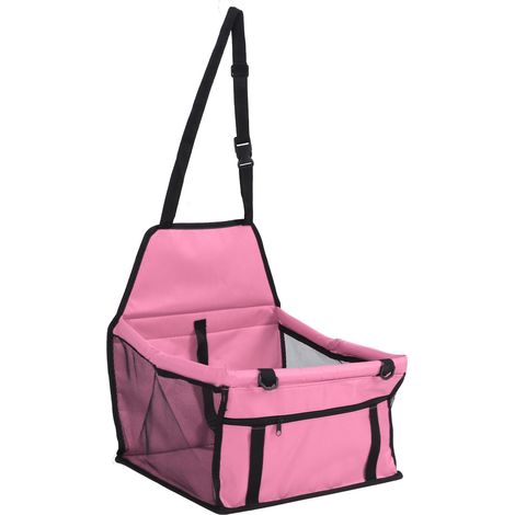 Siège auto pour animaux de compagnie, imperméable, respirant, antidérapant, sangles réglables, panier de transport avec laisse de sécurité pour chiot et chat rose (1/5)