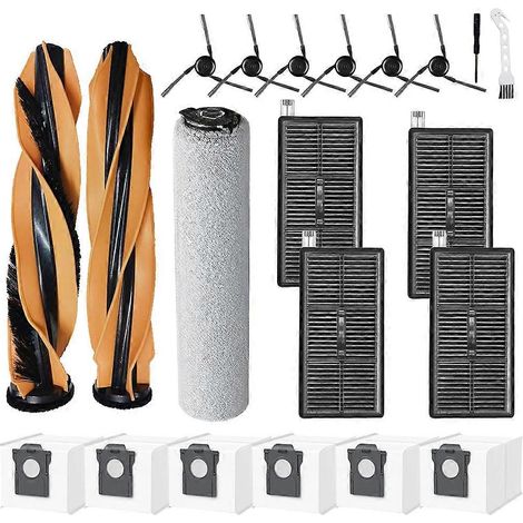 Lot de 21 pièces comprenant une brosse principale, un rouleau, des sacs à poussière, une brosse latérale et un filtre pour aspirateur robot Dreame Mova Z60 Ultra. (1/5)
