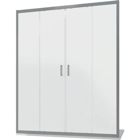 Porte de douche pour niche 200 cm Deux portes coulissantes Profilés aluminium chromé Verre opaque 6mm Ajustable 197-201cm h190 - Réversible Mod. Sardinia