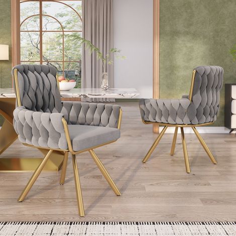 Set 2 sedie girevoli in velluto con braccioli OKMYHOME (1/5)