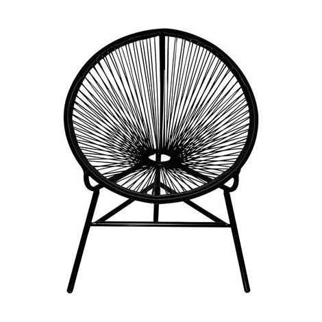 INLIFE Chaise de jardin forme de lune Résine tressée Noir (1/4)