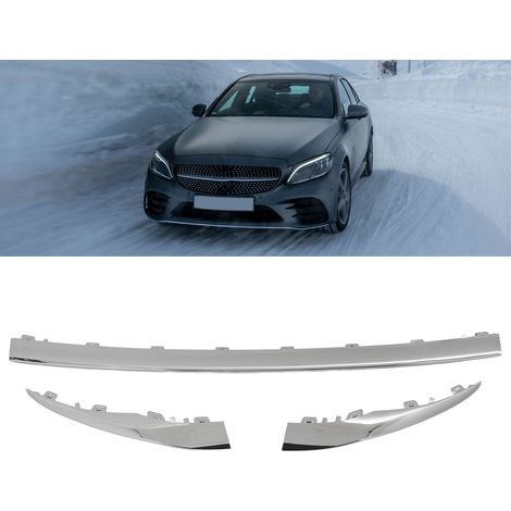 Ensemble de trois garnitures de pare-chocs avant inférieur électroplaquées pour Mercedes-Benz Classe C W205 AMG Line restylée (2019-2021). (1/5)