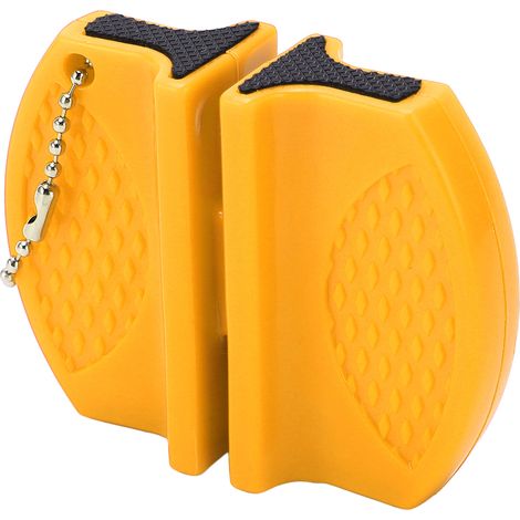 Tragbarer, doppelseitiger Multifunktions-Mini-Anspitzer für Taschenmesser, geeignet für den Outdoor-Einsatz, gelb (1/5)