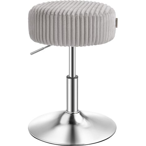 Ensemble de 2 Tabourets de Coiffeuse Ronds, Réglables, Pivotants à 360°, Coussin Épais, 38,5 x 38,5 x 44-56 cm, Gris (1/5)