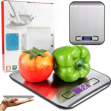 Balanza de cocina electrónica de precisión de 10 kg/1 g con pantalla LCD digital y función de tara.