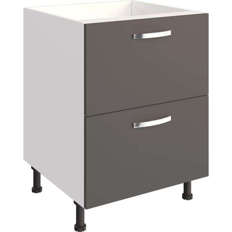 Mueble cocina con 2 gavetas en gris paris. 85 cm (alto) 60 cm(ancho) 58 cm(fondo)