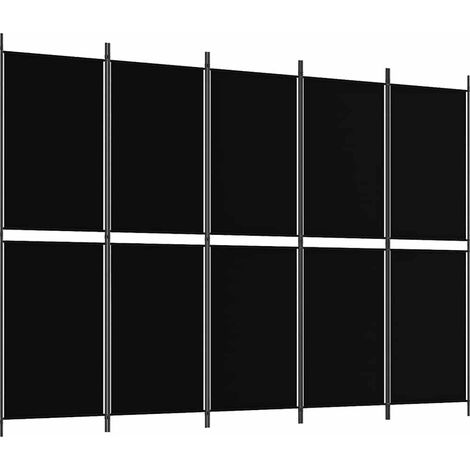Cloison de séparation 5 panneaux Noir 250x180 cm Tissu (1/5)