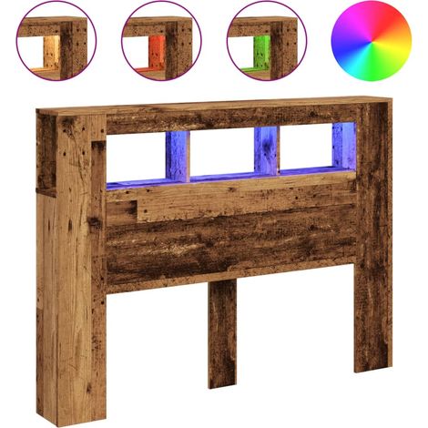 Maison Exclusive - Cabecero con LED madera ingeniería envejecida