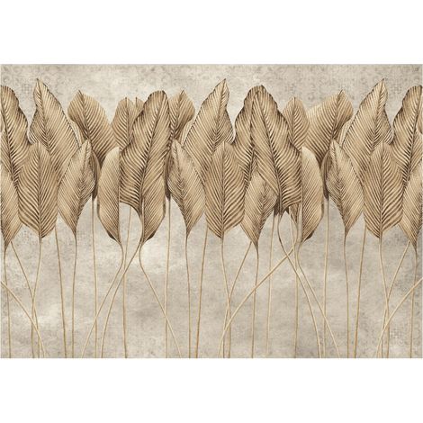 Papier peint panoramique avec feuilles 3D, décoration murale – 150 x 105 cm Wallarena (1/4)