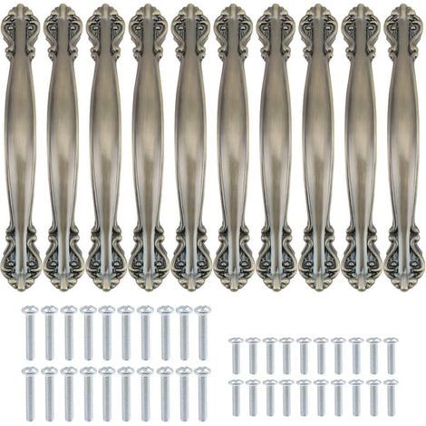 Ensemble de 10 poignées de porte vintage en forme d'arche ancienne - poignées de porte de meubles de 14,5 cm de long (96 mm). (1/5)