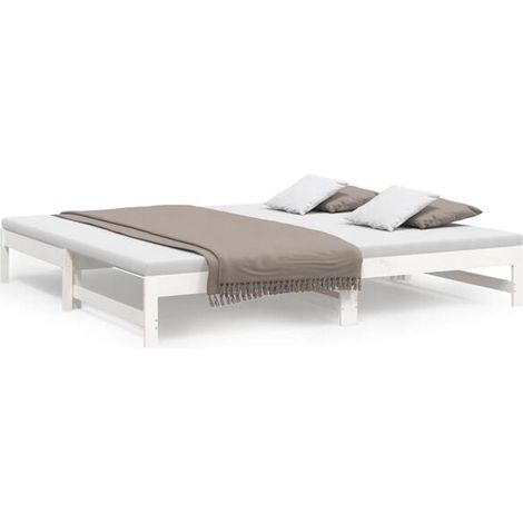 Lit coulissant blanc sans matelas, 2 x (100 x 200 cm) (1/5)