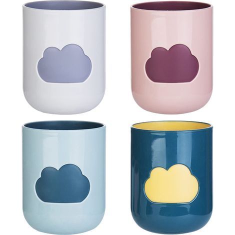 4 PCS Gobelet Brosse à Dents Gobelet Rince-bouche Gobelet de Voyage Gobelet de Bain de Bouche Conception de Modèle de Nuage pour les Pique-Niques, l'Extérieur et les Fêtes de Famille (4 Couleurs) (1/5)
