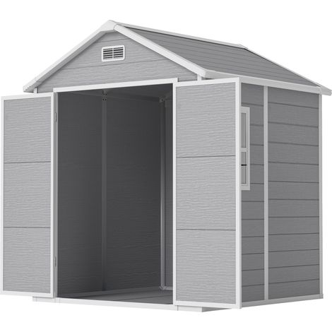 Serre de jardin aluminium 2,7 m² 3 fenêtres portes loquet gris 240 x 190 x 228 cm