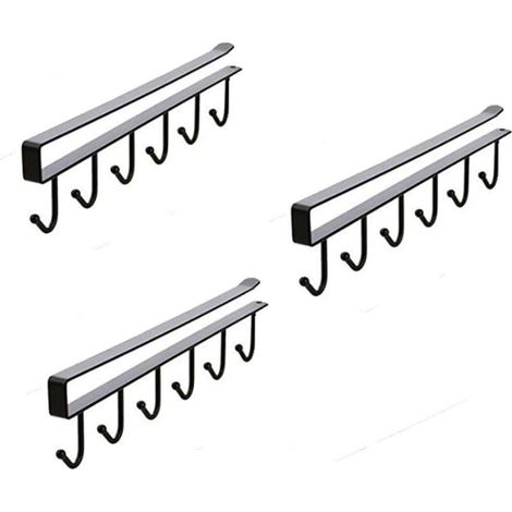 Juego de 3 ganchos de almacenamiento para tazas, copas de vino, utensilios de cocina, cinturones y bufandas.