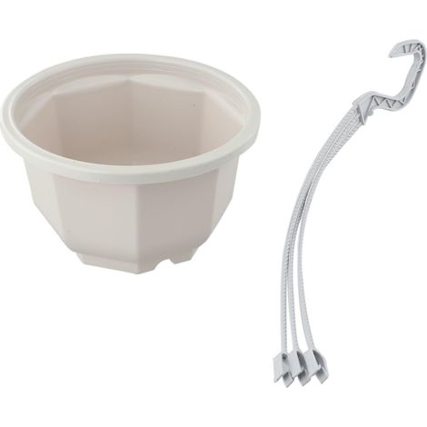 Jardinière suspendue en plastique blanc avec trous de drainage et crochet amovible pour balcon (1/5)