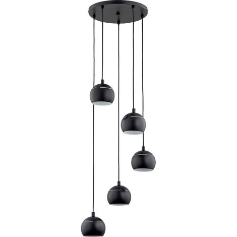 Suspension ronde design métal noire Ø40 5xE14 Alfa Plus (1/3)