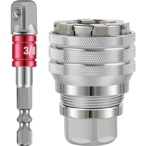 Clé à douille réglable universelle avec adaptateur, clé à cliquet 10-19 mm 3/8 à 3/4", manchon de clé à douille réglable amélioré pour clé dynamométrique à cliquet 1/4" (1/5)
