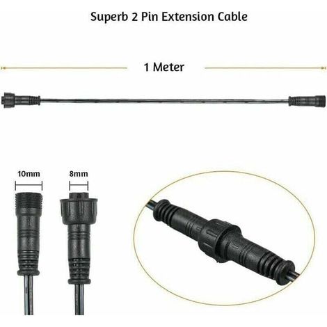 Cable Rallonge, 10 Pack, Pour Spots LED Encastrables,Etanche IP67,1M / 3.3Ft, 2Pin, avec connecteurs mâles et femelles (1/4)