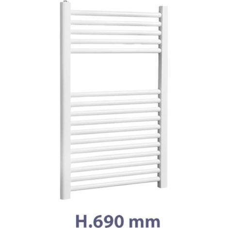 Termoarredo bianco diritto in acciaio completo di valvola e fissaggi Sanremo - 55x50xH69 cm