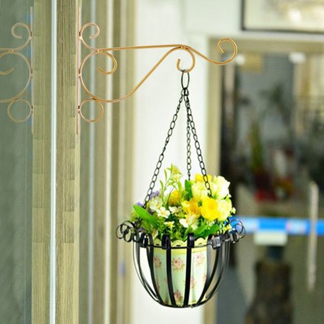 Support mural en fer pour plantes, crochet de suspension, décoration de jardin (1/5)