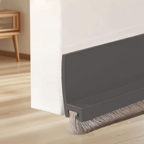 100 cm Grey Brush for Door Bottom and Door Seal, Self-Adhesive Door Seal and Sound Insulation Door, Bottom of Door Insulation, Draught Stopper (1/5)
