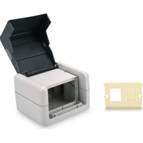 DIGITUS Scatola di derivazione dati, Presa di rete per esterni, Per 2 moduli Keystone, Coperchio incernierato, IP44, Montaggio esterno (1/4)