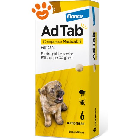 Elanco Dog AdTab Compresse Masticabili (1,3-2,5Kg) - Confezione 6 Compresse - Antiparassitari CANE