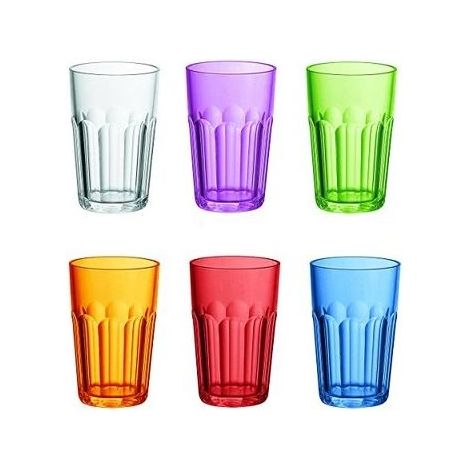 Guzzini 07230652 Happy Hour Set di 6 Bicchieri Alti 420 cc Diametro 8 cm Altezza 12 cm Colore Multicolore