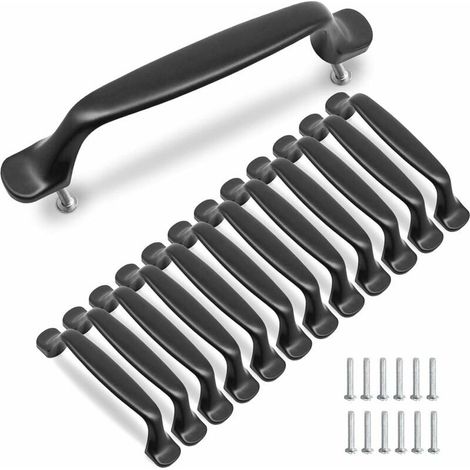 10 Pcs Poignée Noir Meuble Cuisine 96mm Alliage d'Aluminium Poignées Armoire Porte avec Vis (1/5)