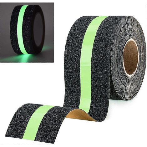 Ruban adhésif antidérapant avec film phosphorescent, ruban de sécurité pour escaliers, échelles et sols glissants, 5 m x 5 cm (1/5)