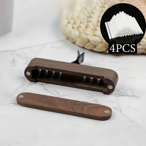 Clip diffuseur pour bouche d'aération de voiture en bois, avec 4 bâtonnets parfumants remplaçables (parfum non inclus), accessoire de voiture rafraîchissant, cadeau pour hommes et pères, sans batterie (1/4)