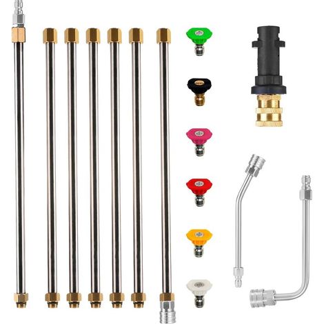 1 - Hochdruckreiniger-Verlängerungsset - Kärcher-Adapter - 30°/90° gebogene Stangen - Reinigung von Dachrinnen und schwer zugänglichen Stellen - Edelstahl - 290 cm (1/5)
