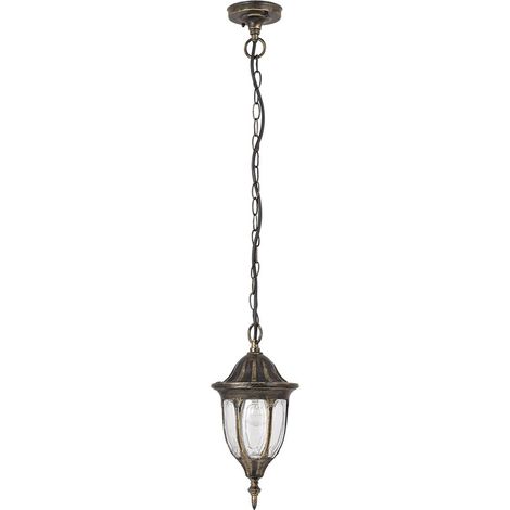 Suspension d'extérieur MILANO de couleur or vieilli au design de lanterne en style rustique H:40 cm étanche IP43 (1/4)