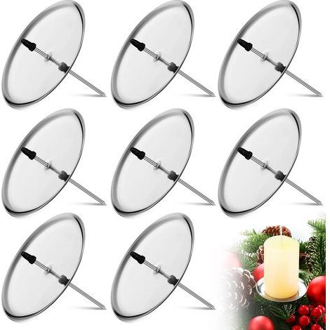 8 Pièces 6 cm/ 2,4 Pouces Bougeois à Plaque en Métal Chandelies de Couonne de l'Avent Plaques à Bougie de l'Avent Assiettes Pote-Bougies pou l'Avent, Noël, Décoation de Table (Agent) (1/5)