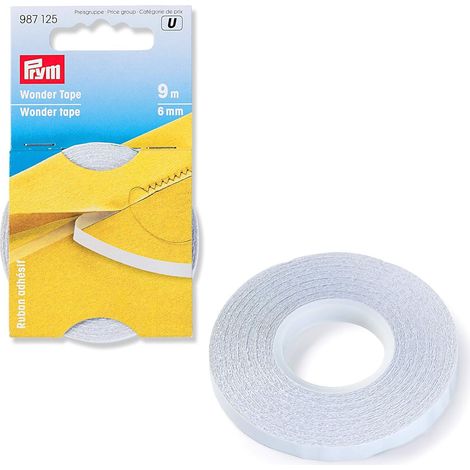 Cinta adhesiva transparente de doble cara de 6 mm: la solución ideal para fijar telas, planchar dobladillos, colocar cremalleras y cortinas. Práctica para costura y bricolaje. 10 m de longitud. (1/5)