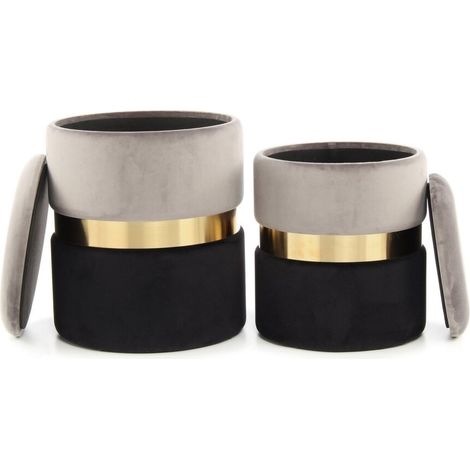 Tabourets gigognes zora 125 (lot de 2) - Gris, or (1/5)