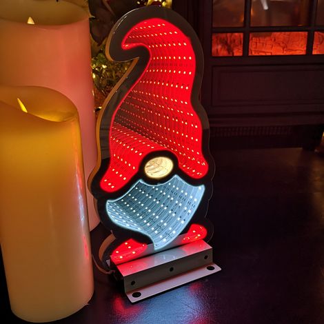 30cm Infinity Light up Christmas Gonk Decoration with Red & White LEDs on Metal Base (1/4)