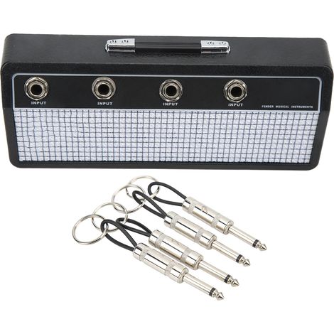 Boîte de rangement pour prise de guitare, porte-clés mural pour amplificateur de guitare avec 4 anneaux porte-clés (1/5)