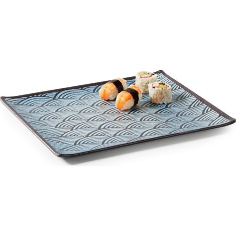 Plat Rectangulaire en Mélamine Motifs Bleus Océans - 325 x 265 mm - Pujadas