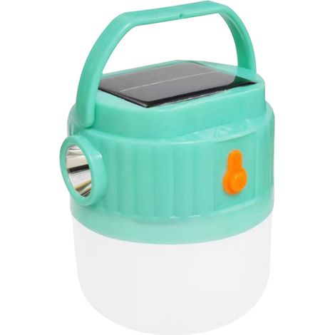 Lampe De Camping - LED Rechargeable Par USB Et Solaire - Pour Tente Extérieur Randonnée Pique-Nique - 120 Mm - 1800 Mah - Vert (1/5)