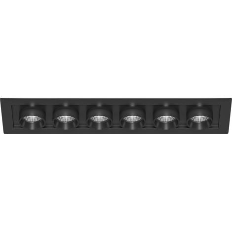 Mini Oxo Rect 6 Luci Faretto LED da Incasso 36W 42º CCT Switch 2700K/3200K/4000K Nero Opaco orientabile - Beneito & Faure
