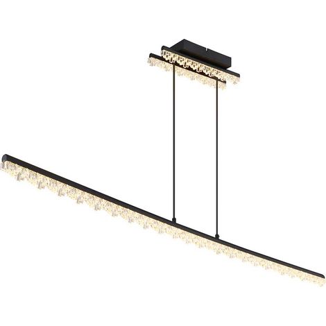 Hängeleuchte Pendelleuchte Deckenleuchte LED schwarz Acrylkristalle L 120 cm
