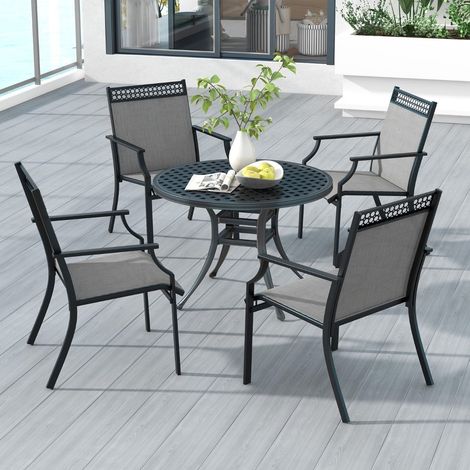 Gartenstuhlset, schnelltrocknender Stoff & Metallgestell