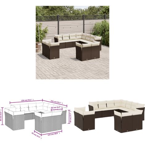 Salon de jardin et coussins 11 pcs marron résine tressée - Salon De Jardin - Canapé Extérieur - Meuble De Jardin - Ensemble Salon De Jardin - Mobilier De Jardin - Home & Living (1/3)