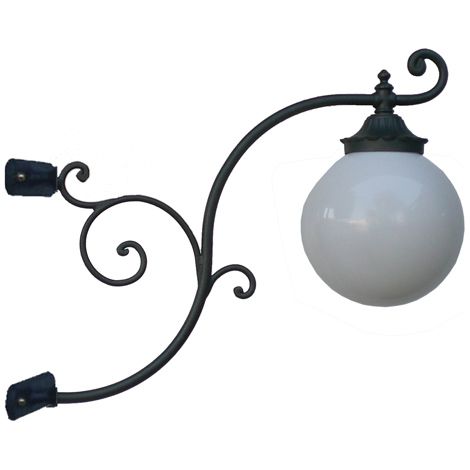 Braccio a muro ferro battuto Maiori applique mensola lampione da giardino con globo (1/2)