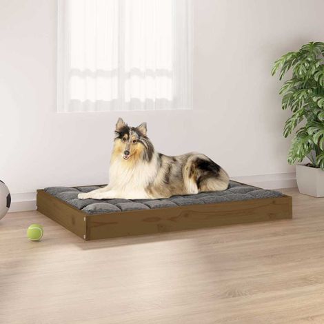 vidaXL Lit pour chien Marron miel 91,5x64x9 cm Bois de pin solide (1/5)