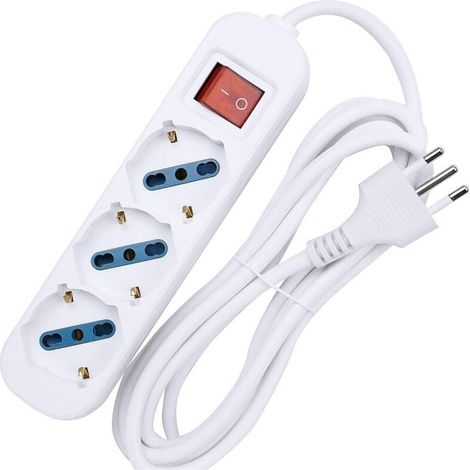 Shuko Multipresa Bipasso 10 Et 16 Amp 3 Seds Slide Electure Avec Interrupteur (1/4)