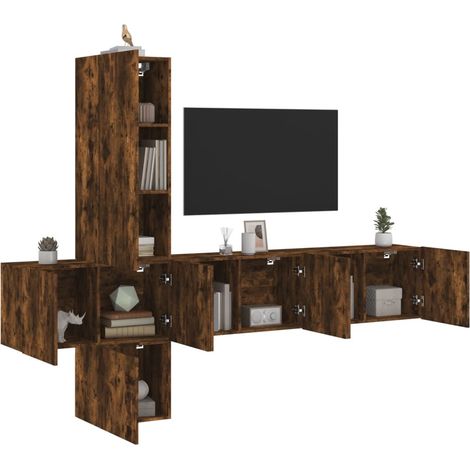5-tlg. Wohnwand Räuchereiche Holzwerkstoff