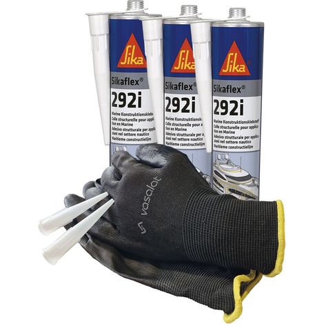 Sika Sikaflex 292i Marine Kleber haftstark - Klebstoff für Boot und Schiffsbau, 300ml weiß - 3er Set mit 5 Düsenspitzen (1/5)