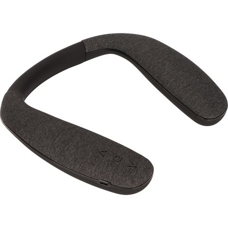 Enceinte Bluetooth tour de cou stéréo avec réduction de bruit, mains libres, sans fil, avec micro intégré, idéale pour le sport et les voyages (noir). (1/5)
